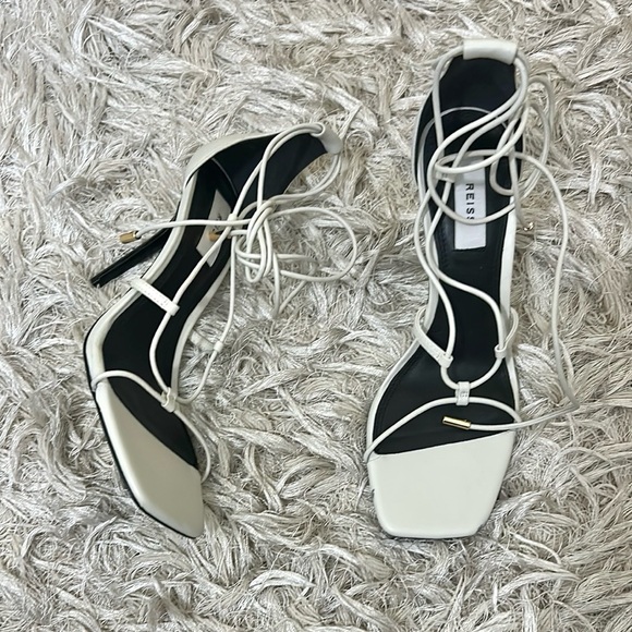 NWOB Reiss Kali Leather Strappy Wrap Stiletto Sandals in Off White Sz 38 US 7.5 - Picture 8 of 16